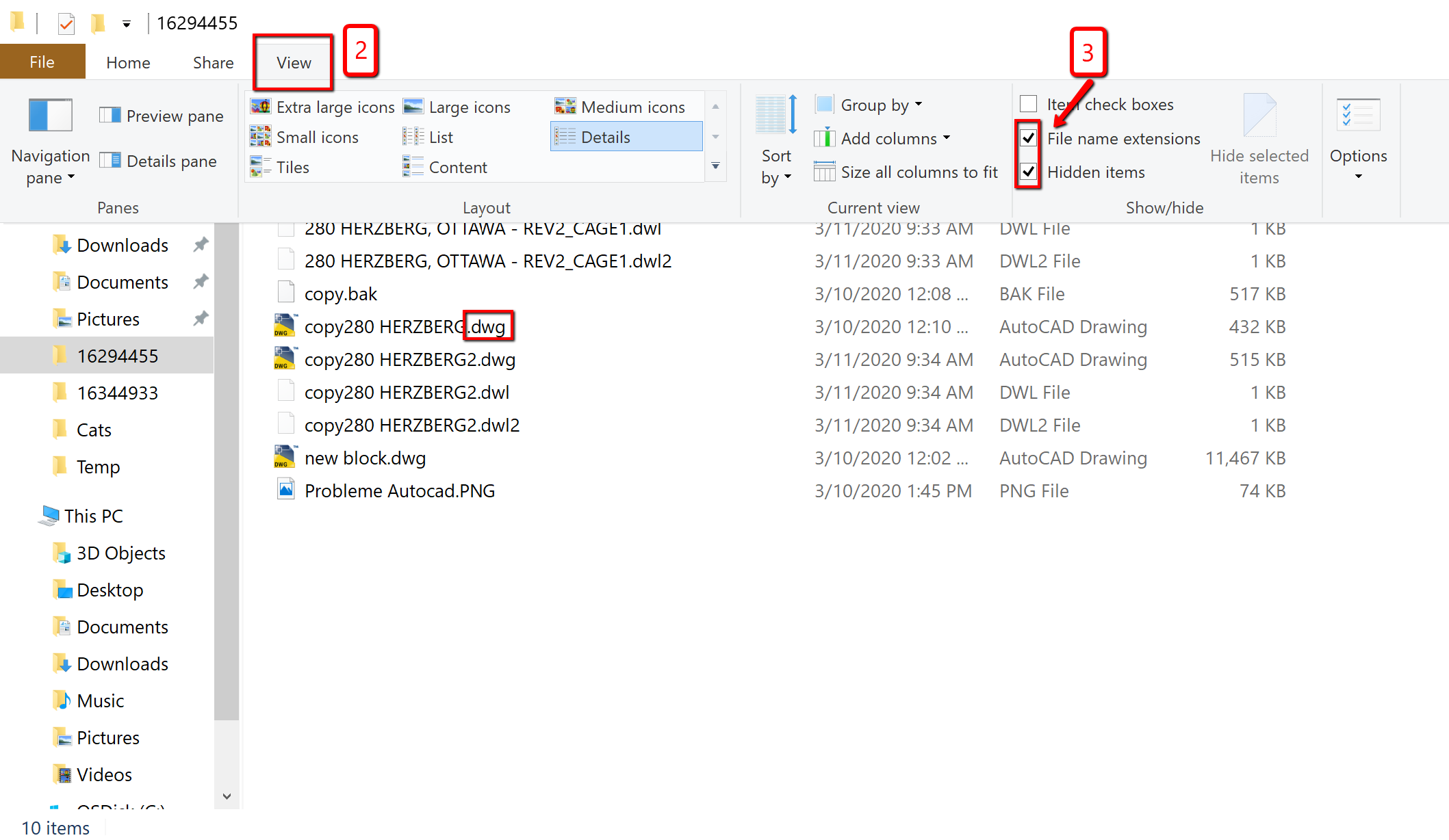 image showing how to disable file extensions on windows
